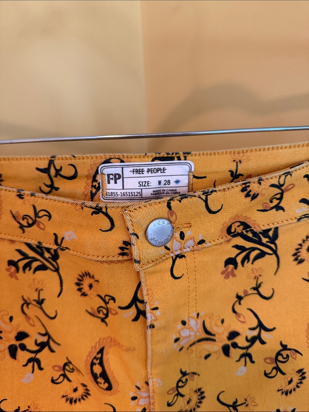 Free People Mustard Paisley Flared Jeans - Picture 2 of 3